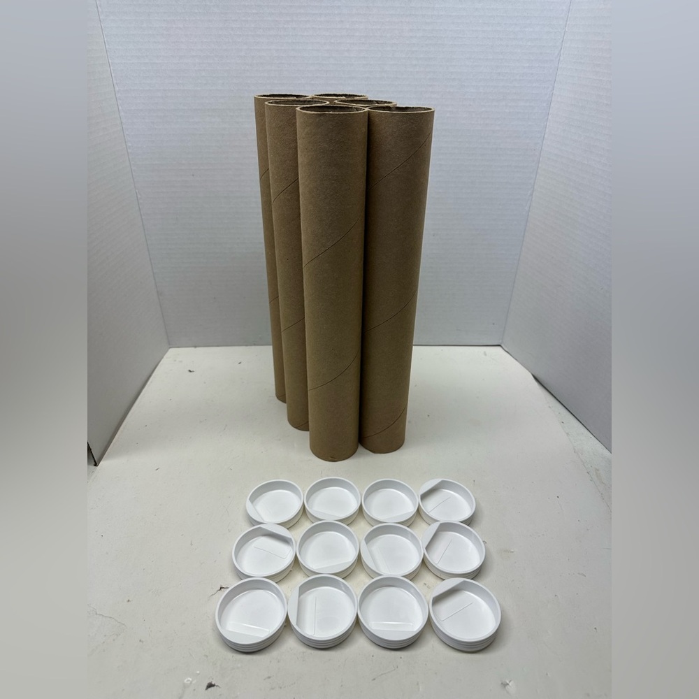Lot of 6 Brown Shipping Tubes with White Caps